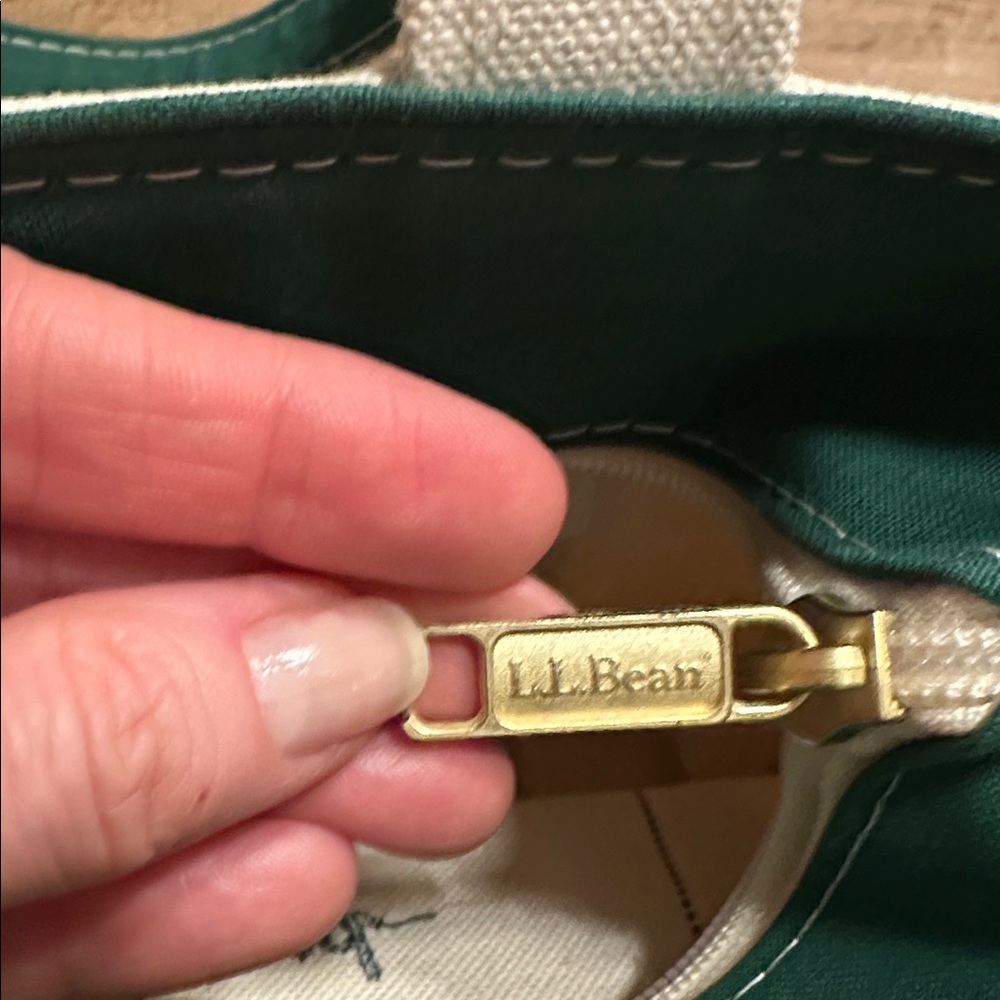 L.L. Bean Small Boat and Tote Zip Top – Green Trim “Unbothered” | Made in USA - Picture 7 of 9